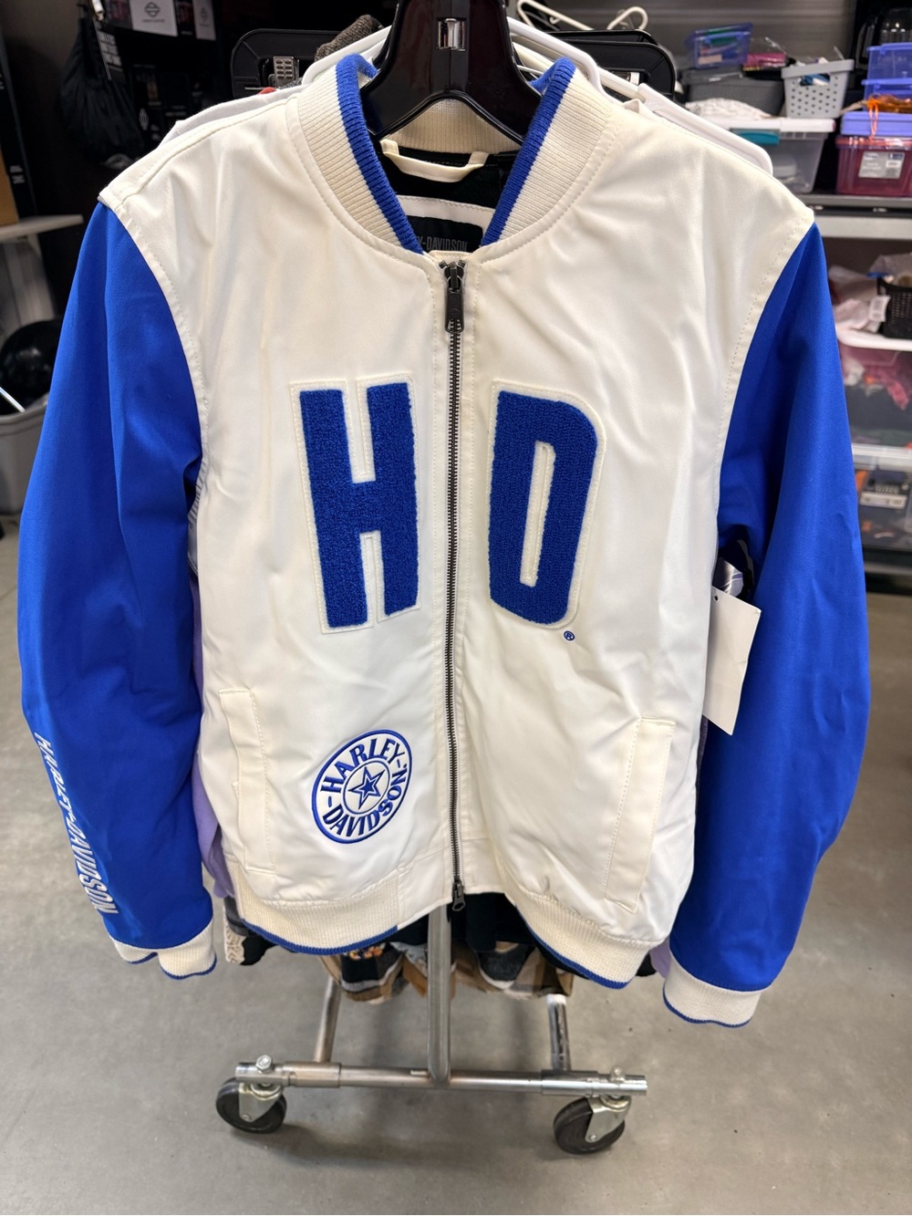 Harley-Davidson White & Blue Ladies Letterman Jacket